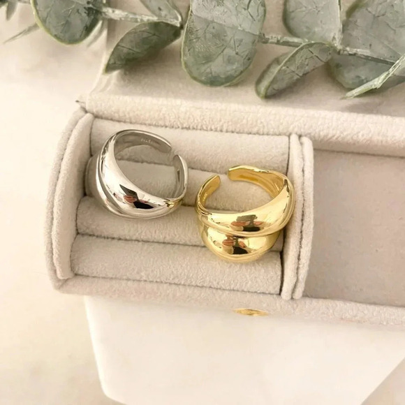 925 Sterling Silver Chunky Ring Thick Dome Ring Silver Statement Ring Bold Ring - Picture 5 of 8